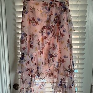 Patel Pink Floral Ruffle WrapAround skirt Chelsea & Violet Sz Large New w/o Tags